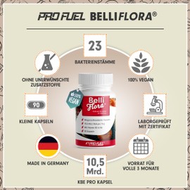 BelliFlora® Culture Complex with 23 Strains - 270 Enteric Juice-Resistant Capsules - Bacteria Complex with Lactobacillus, Bifidobacteria, Streptococcus & Saccharomyces - Laboratory Tested - Supply for