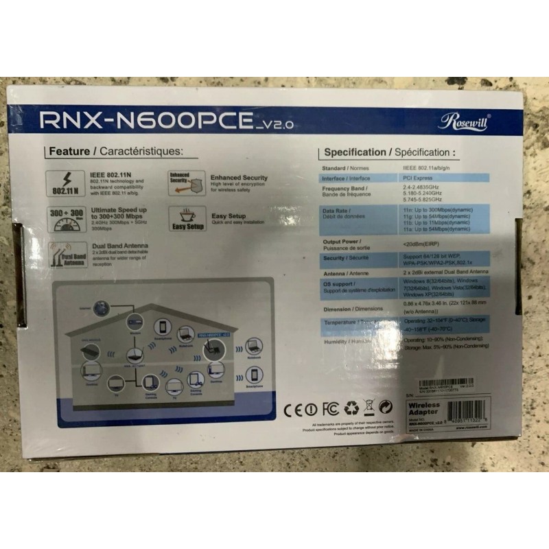 Rosewill Wi-Fi Adapter / Wireless AC600 Adapter / PCI Express