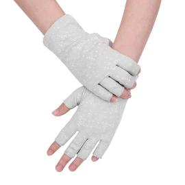 Women Sun UV Protection Gloves Cycling Driving Gloves Cotton Fingerless Gloves Sunblock Gloves UPF50+ Sun Gloves Anti-Slip Half Finger Mittens For Outdoor Sports Biking Driving Running Climbing Hiking