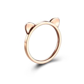 18k Rose Gold Plated Titanium Cat Ears Ring Cat Shape Ring Size 4-8 (5)