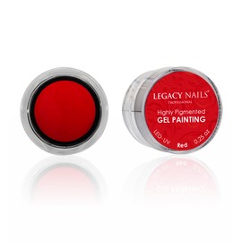 LEGACY NAILS Professional NAIL GEL PAINTING - RED 0.25 OZ - Highly Pigmented Nail Gel Painting - Soak-off nail gel painting - Ideal to create nail arts, one stroke and thin lines
