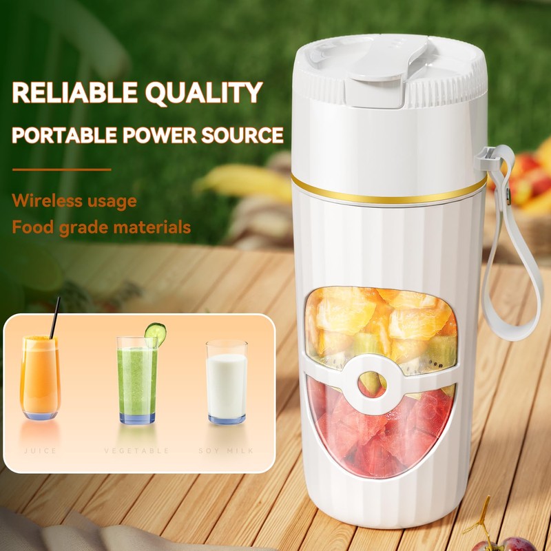 Glass USB-C Portable Blender - 8-Blade Cordless Smoothie Maker &