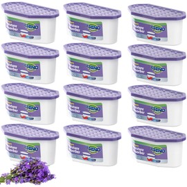 Ksend Moisture Absorbers, 12 Pack, Compact Dehumidifier for Closet, Efficient Humidity Absorber Boxes, Moisture Absorber for Closet, Odor Eliminator with Lavender Fragrance, Purple, 6.4oz, 300ml