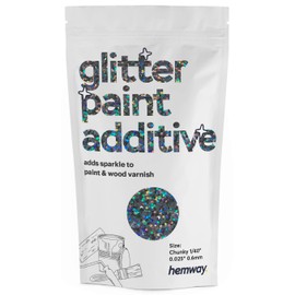 Hemway Glitter Paint Additive 100g / 3.5oz Crystals for Acrylic Emulsion Paint - Interior Wall, Furniture, Ceiling, Wood, Varnish, Matte - Chunky (1/40" 0.025" 0.6mm) - Gun Metal Grey Holographic