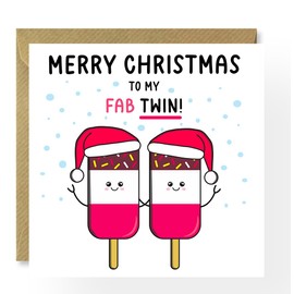 Christmas Card for twin, Fab twinny card, card from twin, card for twin sister, for twin brother, for twin siblings, xmas