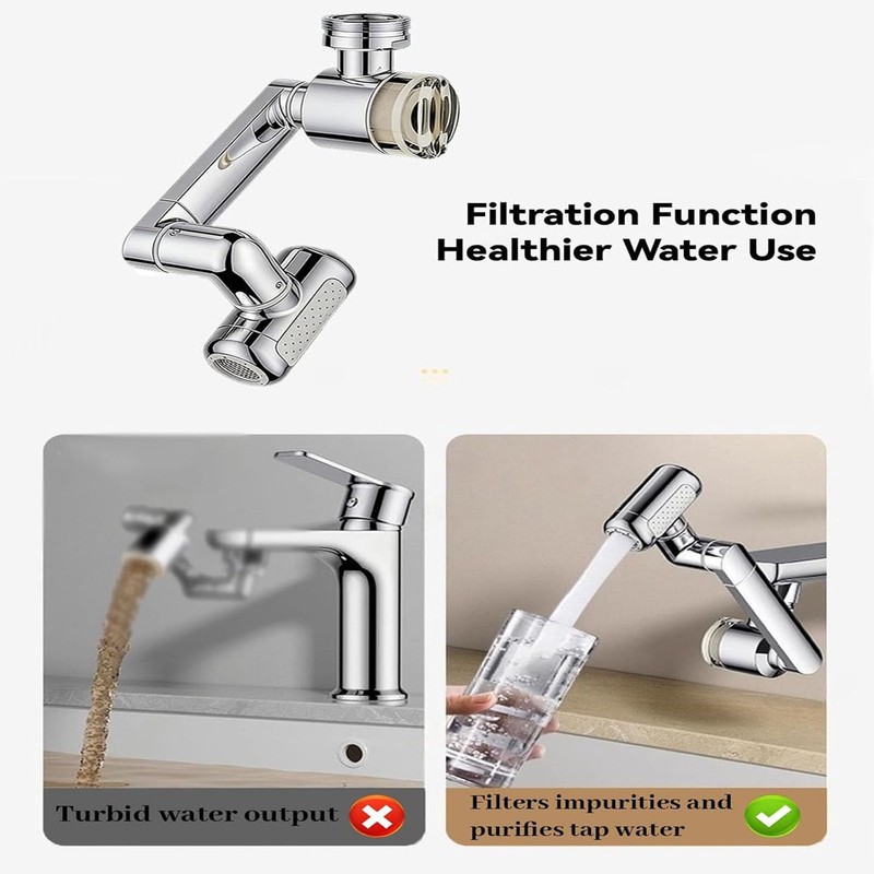 1080° Rotating Faucet Extender for Bathroom & Kitchen Sink, Dual