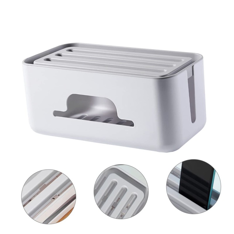 KOMBIUDA Indoor Cable Organizer Box Sturdy Plastic Power Line Manager