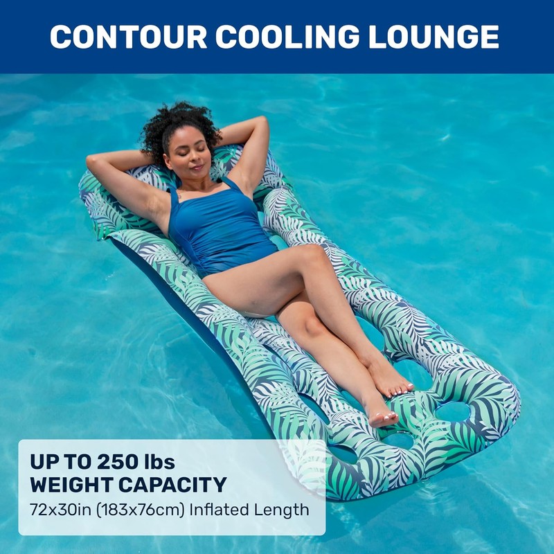 Aqua Contour Cooling Pool Float Lounge, 18-Pocket, Inflatable Pool Floats