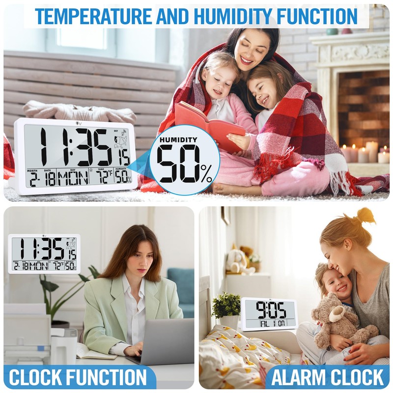 TXL Atomic Wall Clock with Backlight, Battery Operated Digital Wall