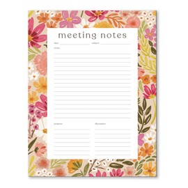 Elyse Breanne Design, 50 Pages, Colorful Printed Sheets, 8.5" x 11", Tear-Off Binding Notepad, Perpetual Calendar, To-Do List, Project Tasks, Meeting Notes, Planner, Primrose Petals