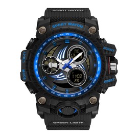 KXAITO Men's Watches Sports Outdoor Waterproof Military Watch Wind Blade Runner Design for Men 3155 (Blue)