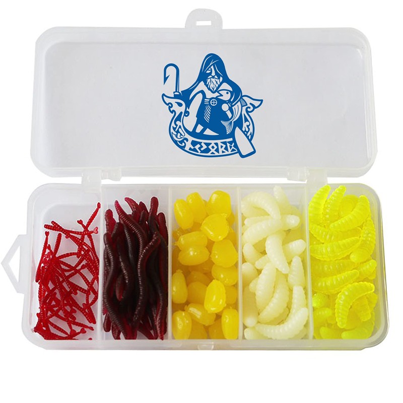 Njord Kalastus Trout Rubber Bait 150 Pieces in Tackle Box