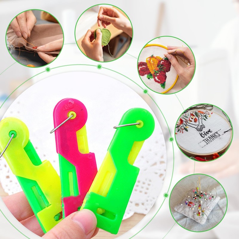 3 Pcs Automatic Needle Threader, Plastic Sewing Machine Needle Threader,