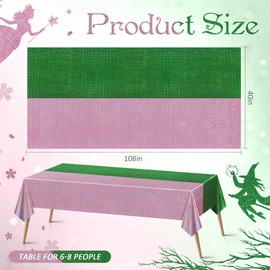 2 Pack Green & Pale Pink Holographic Tablecloth 40x108" Iridescent Shiny Plastic Table Cover for Party Decorations, Baby Shower, Birthday, Wedding, Anniversary, Bachelorette, Holiday Events