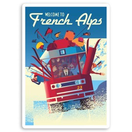 2 x 10cm Fun French Alps Vinyl Stickers Ski Skier Skiing Luggage Sticker #34587 (10cm Tall)