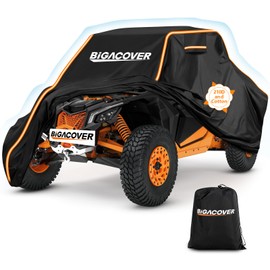 UTV Cover 2 Seater for Can am Maverick X3/Yamaha YXZ 1000R/RZR Pro XP with Reflective Strips Heavy-Duty Windproof All Weather Waterproof Side by Side Covers 2-Seater