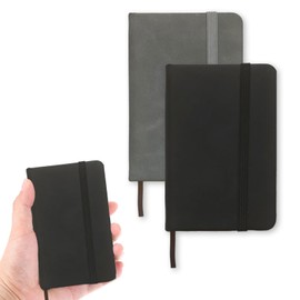 TUZAA 2 Pack Small Pocket Notebook,Journal Hardcover Notepad with Thick Lined Paper, 200 Pages Hardcover Mini Journal Notepad (Black＆Gray)