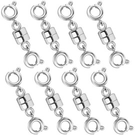 Yuiturt Magnetic Necklace Clasps, 8-Pack Cylinder Magnet Clasps, Magnetic Jewellery Clasps Necklace Clasp for DIY Necklaces and Bracelets, Strong Connectors for Jewelry Making Accessories(Silver)