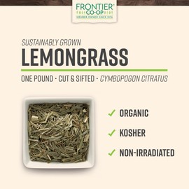 Frontier Co-op Organic Lemongrass, 1lb Bulk Bag, Cut & Sifted | 100% Pure & Natural Dried Lemon Grass | Perfect for Lemongrass Tea & Seasoning, Kosher