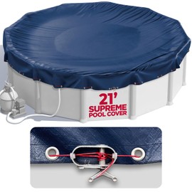 21 ft Round Pool Cover for Above Ground Pools, Above Ground Cover for Winter, Keeps Out Debris, Cold and UV Resistant, Supreme Mesh, Navy Blue