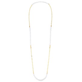 Baroque Freshwater Pearl Strand Long Shell Necklace Gold for Women