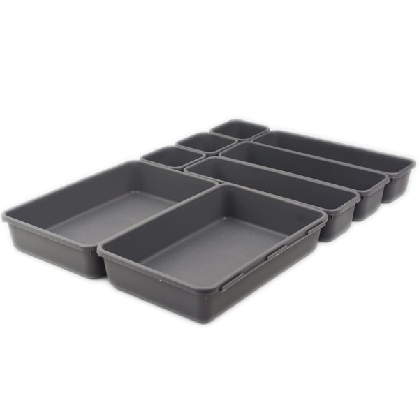 SUPPRUI Drawer Organiser Trays, Set of 8,Drawer Dividers For Make-up