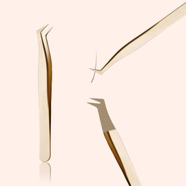 SUMFORMI Eyelash Classic Extension Tweezers Stainless Steel Lash Tweezers for Eyelash Extensions Eyelash Tweezers High Precision Fiber Tip Tweezers for Professional Salon Use Anti-static 90 degrees