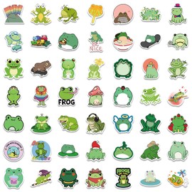 N/C 100 PCS Cute Frog Stickers,Cartoon Animal Vinyl Waterproof Stickers for Laptop,Water Bottle,Guitar,Motorcycle,Bike,Skateboard,Luggage,Phone,Gift for Kids Teen DIY Decoration (Frog-100pcs)