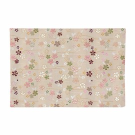 Naumu Kuma-chan Workshop Sakura Pattern Sutra Desk Rack, Luxury Kyoto Style Gold Brocade Rug, Flame-retardant, Size 8.9 x 12.8 inches (22.5 x 32.5 cm) (No. 14, 003. White Brown)