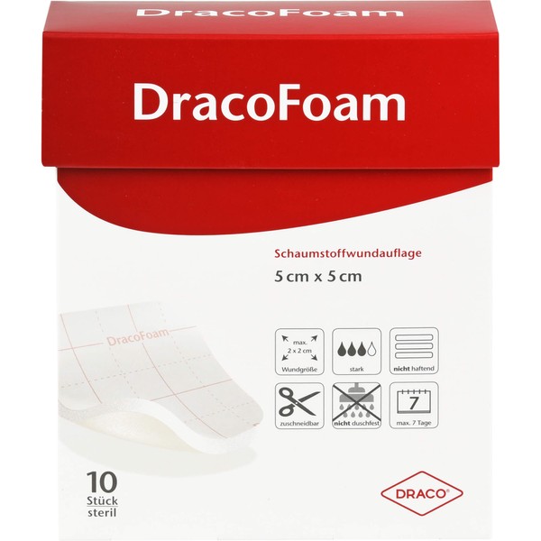 DracoFoam Schaumstoffwundauflage 5 x 5 cm, 10 St. Verband