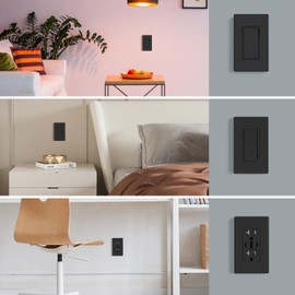 AIDA 1-Gang Screwless Decorative Wall Plates, Standard Size Unbreakable Thermoplastic Faceplate Cover for Decorator Receptacle Outlet Switch, UL Listed (4 Pack, Matte Black)