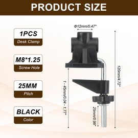 PATIKIL 0.47" Hole Dia. Desk Clamp, Universal C-Clamp Base with Adjustable Screw for Microphone Mic Arm Table Lamp Mount Holder, Black
