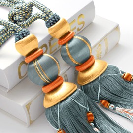 Paired Lantern Single Hanging Ball Tassels Curtains Buckle Sling Binding Lantern Tiebacks Handcrafted Braided Buckle Drapery Curtain Holdbacks Window Treatments for Home 2 Pack