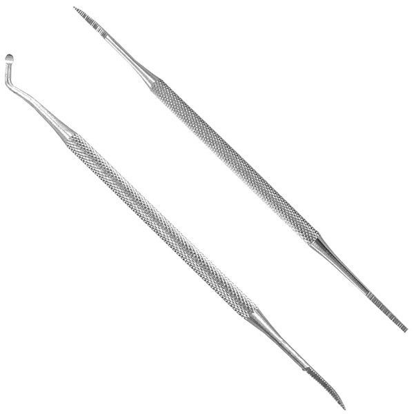 Sonde Stainless Steel, Rust Resistant, Anti-Slip and Easy to Disinfect, Cuticle Cutter, Curved, Thick Nails, Nail Care, Curve, Straight, Double Head, Nail File, Set of 2