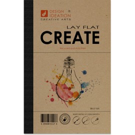 Design Ideation Lay Flat MULTI MEDIA Sketchbook. Removable Sheet sketch book for Pencil, Ink, Marker, Charcoal and Watercolor Paints. Great for Art, Design and Education. 5.4" x 8.4"