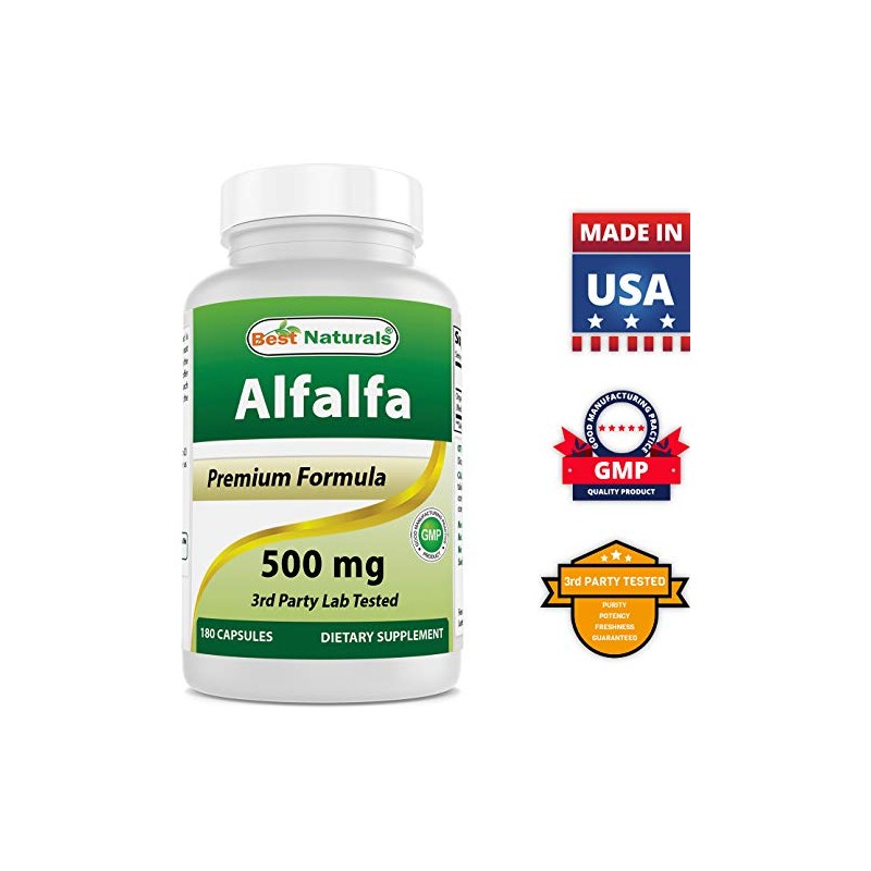 Best Naturals Alfalfa Green Super Food 500 mg 180 Capsules