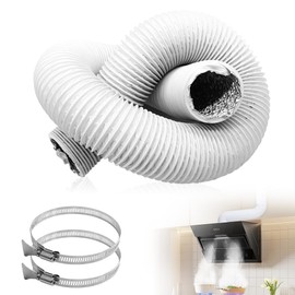 mizikuu 6 m Exhaust Hose Diameter 100 mm, Flexible PVC Hose, Aluminium Flex Hose, Exhaust Pipe Extension with 2 Hose Clamps, Stainless Steel Ventilation Hose for Grow Tent, Dryer, Home Vent Register