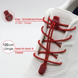 Run out sports Elastic Rubber Shoelaces without Tying - Quick Lacing System 120 cm - Elastic Shoe Laces with Quick Release - for Children and Adults (Pink)