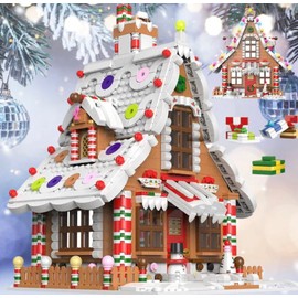 General Jim's Christmas Gingerbread House kit Building Block Bricks Set, A Great Holiday Present Idea for Christmas (1,455 Pieces) Modular Building Great for Teens and Adults