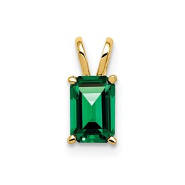 Solid 14k Yellow Gold 6x4mm Emerald Cut Mount Catholic Patron Saint Helens Pendant Charm