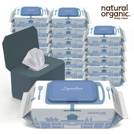 Natural Organic [Grade 1 ingredient sterilizing dishcloth] Signature germ-wiping dishcloth wipes 70, Signature 18 packs + exclusive case_1 charcoal / 네츄럴오가닉  [전성분1등급 살균행주]  시그니처 세균닦는 행주물티슈 70, 시그니처18팩+전용 케이스_차콜1개