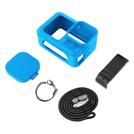 Silicone Sleeve Rubber Protective Case for Go Pro Hero 13 Black Standard Lens, Battery Side Cover&Lens Cap&Lanyard&40M Rope only Compatible for Hero 13 Black Accessories Kit (Blue)