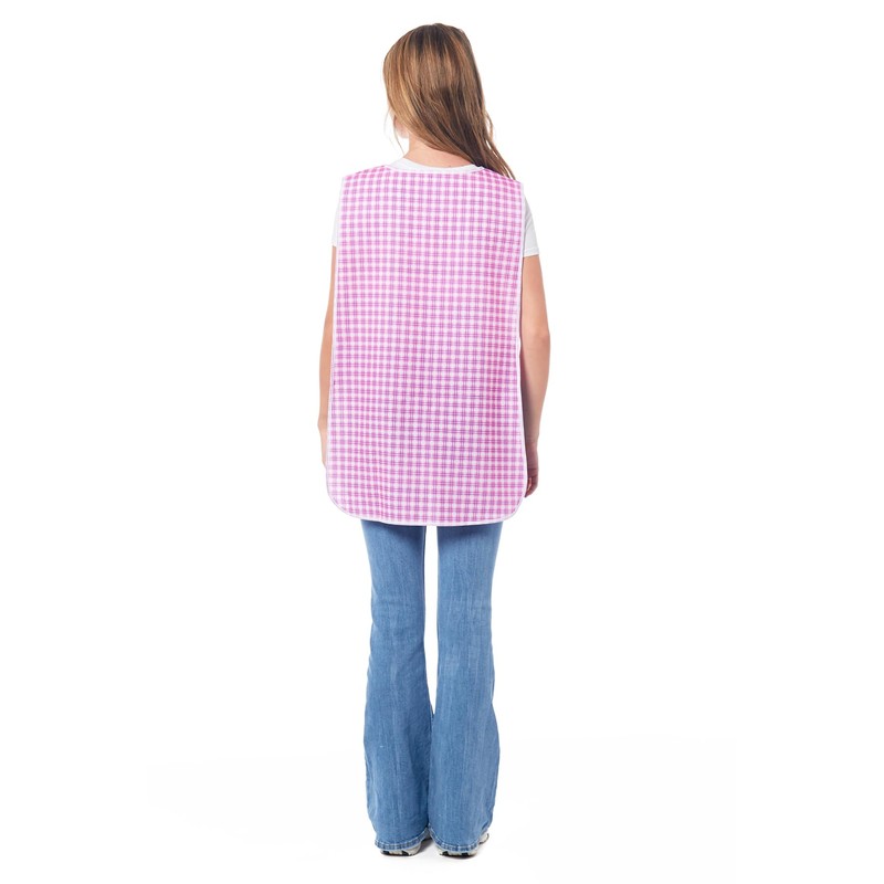 Ladies Check Design With Piping Tabard Apron Overalls Front Pocket