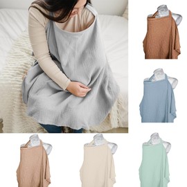 Lekad Nursing Cover for Baby Breastfeeding, Muslin Breathable Breastfeeding Cover with Hoop,Multi-use Carseat Canopy,Adjustable Mother Nursing Apron (Grey)