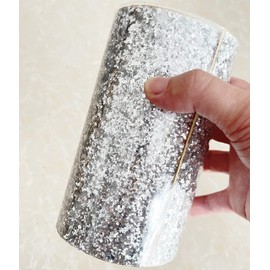 DHHOUSE Silver Chunky Glitter Wallpaper Border,Peel and Stick Sliver Glitter Wall Border (13cm x 5 Meters, Sliver)