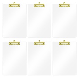 Honagu Acrylic Clear Clipboards, Transparent Plastic Clipboard with Gold Strong Clip Hidden Hanging Hole, A4 Letter Size Clipboards for Nurses, Art Student, Teachers,School & Office Supplies, 6PC