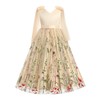 IDOPIP Flower Girl Embroidery Tulle Dress for Kids Wedding Bridesmaid