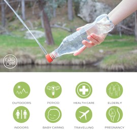 CuloClean Portable Bidet for Toilet, Travel, or Camping. Compatible with Any Plastic Bottle. Discreet, Sanitary or Travel Shower, Attachable Stopper, Backcountry Bidet Nozzle (1pcs Coral)