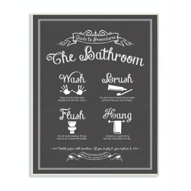 Stupell Home Décor Guide to The Bathroom Icons Wall Plaque Art, 10 x 0.5 x 15, Proudly Made in USA