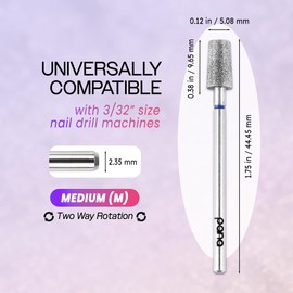 PANA 3/32" Diamond Carbide Cone Bit- Style 15, Medium Grit - Professional Cuticle Nail Drill Bits for Acrylic Gel Nails Dry Manicure Pedicure Shape Remove Tools